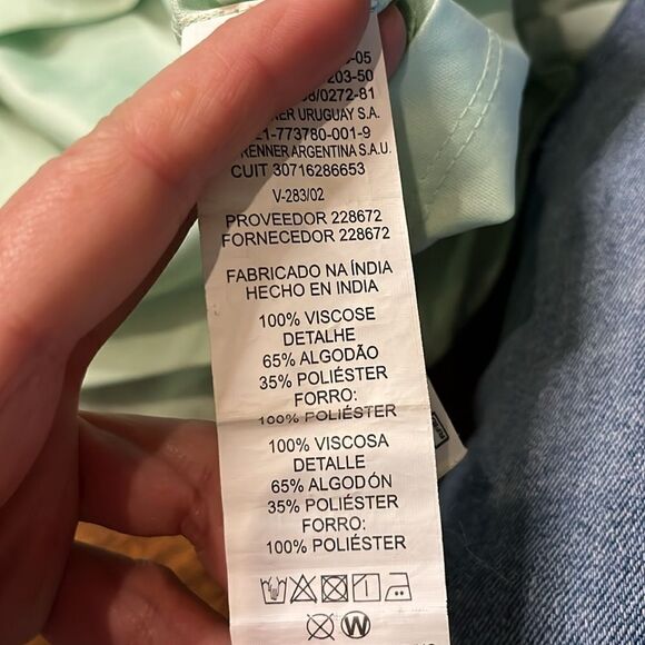 FUZARKA Mint Green Embroidered Mesh Overlay Sleeveless Dress, size 9/10 - Picture 8 of 8